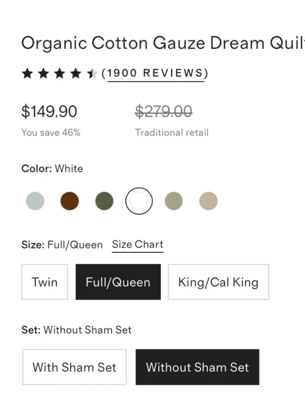 new Organic Cotton Gauze Dream Quilt white queen standard
